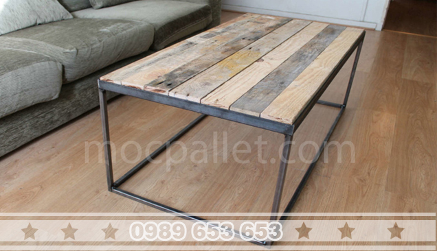 bàn gỗ thông chân sắt 5