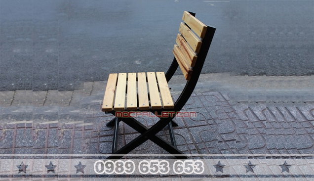 Ghế gỗ chân sắt gấp xếp