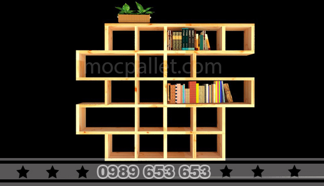 kệ đựng sách bằng gỗ thông Pallet