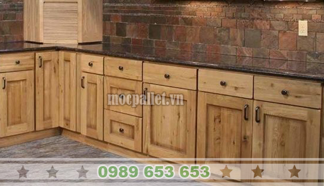 Tủ bếp gỗ thông pallet TB01 đẹp giá rẻ tại Hà Nội