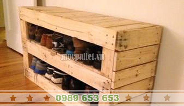 Kệ để giầy dép gỗ thông pallet KG09
