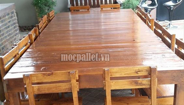 Bộ bàn ghế ăn cơm gỗ thông pallet PA06