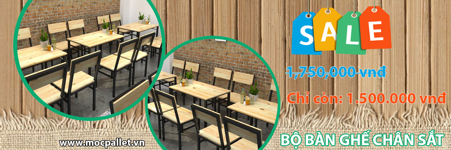 Bàn ghế gỗ thông pallet cho nhà hàng GIẢM GIÁ CỰC SỐC chỉ còn 1.500.000vnđ/Bộ