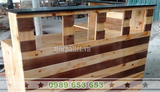 Quầy bar gỗ thông pallet QB48
