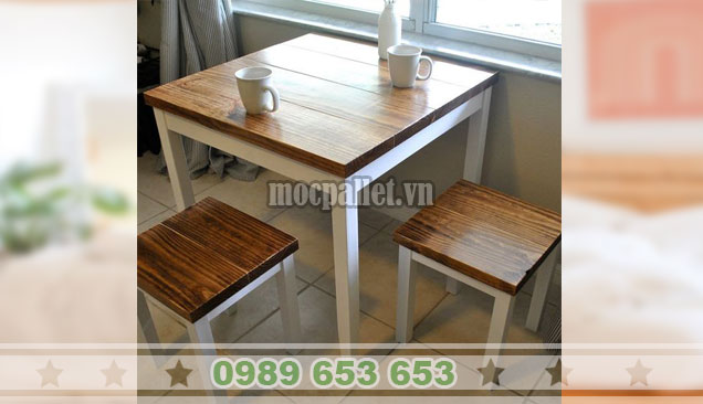 Bộ bàn ghế đôn gỗ thông BG115