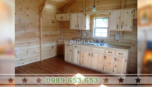 Tủ bếp gia đình gỗ thông 2m TB31