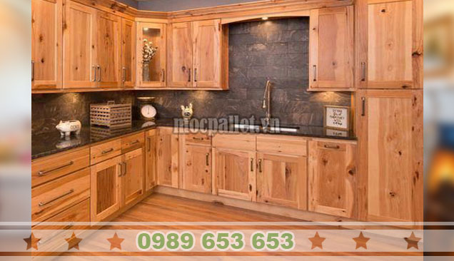 Tủ bếp gia đình gỗ thông dài TB34