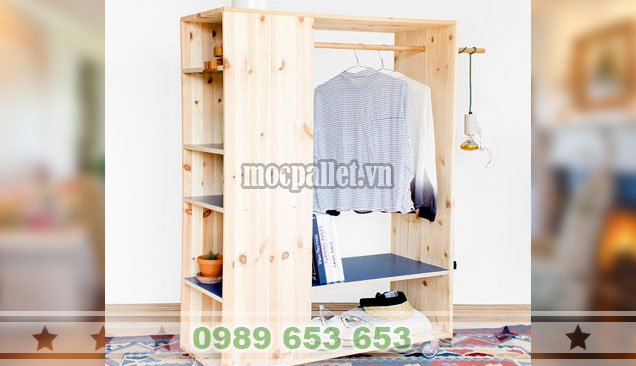 Tủ quần áo bằng gỗ thông pallet  TG18