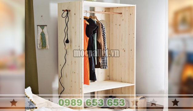 Gỗ Pallet Giá Rẻ - 👑 Tủ áo Double Hanger mang phong cách đơn giản nhưng  rất tinh tế khi vẫn sử dụng màu gỗ tự nhiên ngoài ra còn phối hợp