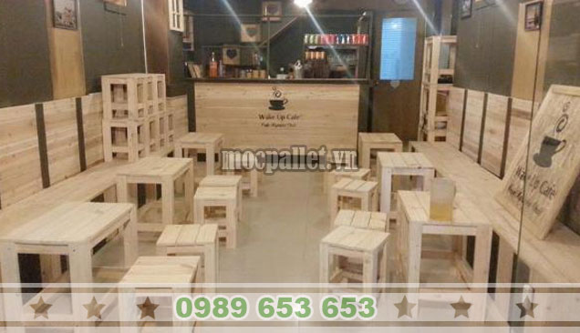 Bộ bàn ghế gỗ thông giá rẻ cho quán cafe BG136